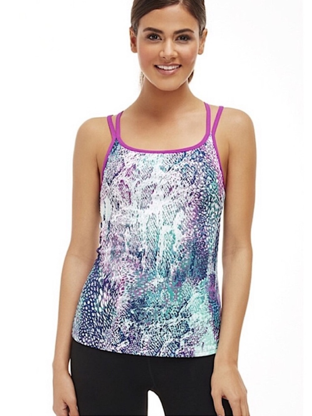 Fabletics Tahoe Tank in Animal Impression Print Multi/Orchid Purple, Size XXL